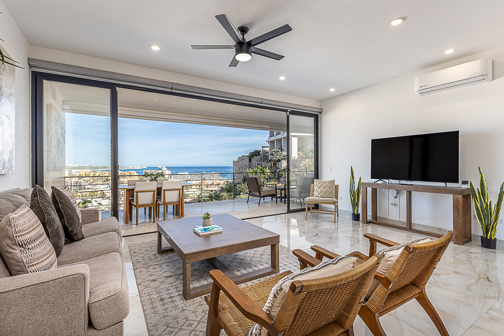 Los Cabos Laguna Vista This beautifully appointed two-bedroom, two-bathroom second floor condo is perfectly situated in a prime location overlooking the Vidanta Golf Course. Located in the highly desirable Laguna Vista community, residents enjoy 24/7 security, excellent maintenance, and a stunning swimming pool surrounded by lush landscaping. Just a short walk to San Jose del Cabo's charming downtown, you'll have easy access to renowned restaurants, boutique shopping and the popular Thursday Art Walk. The beach is also within walking distance, and for nature lovers and bird watchers, the San Jose estuary is conveniently located right across the street. This condo is fully furnished and move-in ready, making it ideal as a full-time residence, vacation home or investment property. for sale