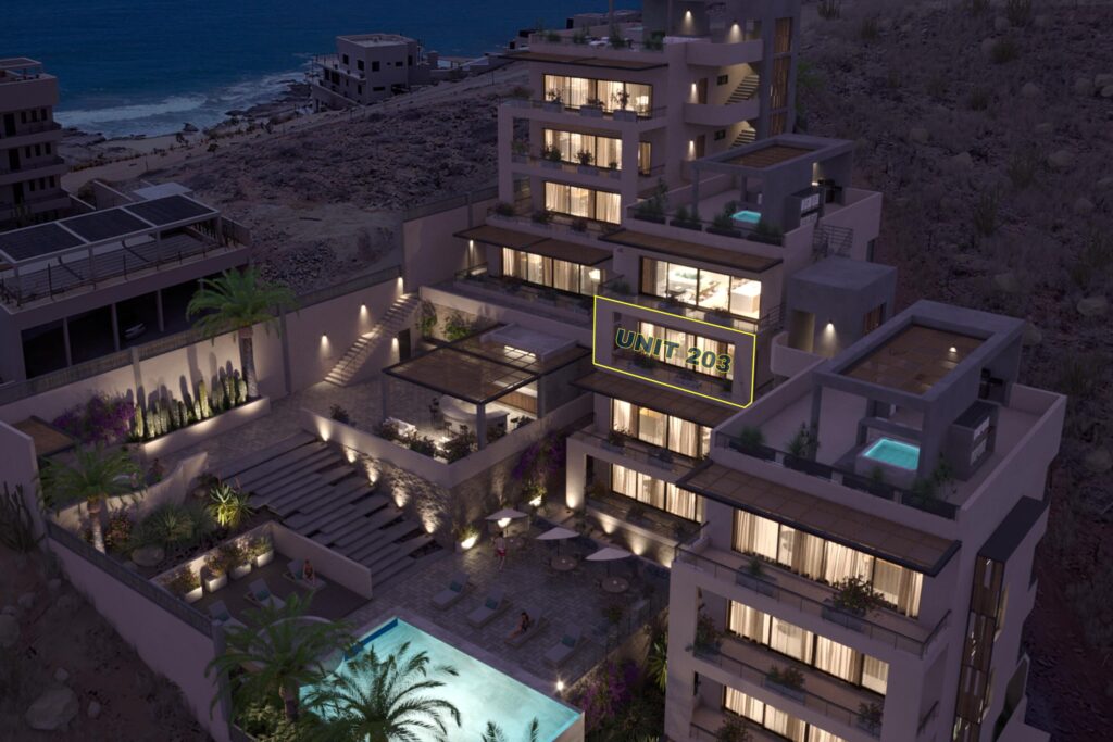 Los Cabos Tortuga Bay Experience effortless beachfront living at Tortuga Bay, a completed luxury community in San Jose del Cabo's desirable hotel zone. Owners are already enjoying life onsite, with move-in-ready residences and 60-day closings available. Resort-style amenities include pools, Jacuzzi spas, fitness center, pickleball courts overlooking the sea, BBQ areas, and direct beach access, all within a secure gated enclave minutes from downtown San Jose and the airport. Unit 3116 is a spacious 2BR/2BA residence offering nearly 2,000 sq.ft. of indoor/outdoor living, highlighted by an expansive private terrace with plunge pool, open-concept interiors, premium finishes, and seamless indoor-outdoor entertaining spaces ideal for personal use or strong rental potential. – Halo Middle Tower Beach View, Pacific, Pacific, BS