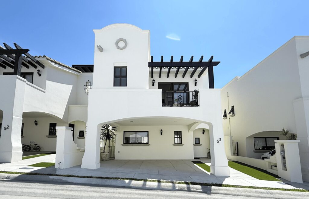 Los Cabos Las Misiones Exclusive community in El Tezal, just minutes from the beach, the Cabo Marina, and Cosco. Phase II offers only 39 homes and aclubhouse with pool, jacuzzi, gym, and social areas. The San Bernardino model features 2 levels plus a rooftop deck: open living/dining, quartzkitchen with appliances, half bath, and spacious patio. Upstairs: 3 bedrooms, 2 baths, laundry. The primary suite includes a front terrace overlookingthe community. Rooftop deck is ideal for sunsets and gatherings. Covered parking for 2, high-end finishes, closets, marble vanities, and AC minisplits included. Select homes ready for immediate delivery. for sale