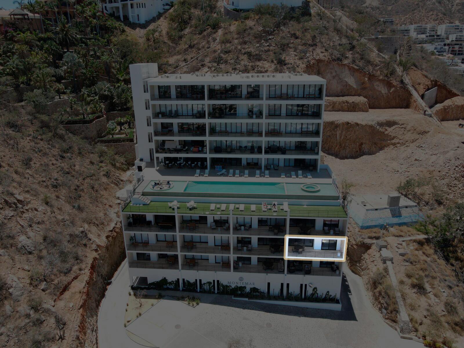 Los Cabos Camino Del Mar Condo for sale in Camino del Mar, La Joya, Cabo San Lucas. This 2-bedroom, 2-bathroom condo is located on the ground level, offering easy access and comfortable living. The unit features a private terrace with a pleasant for sale