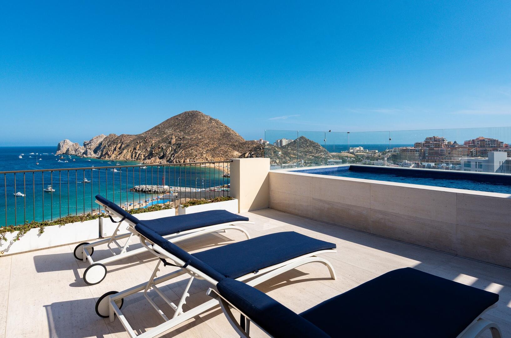 Los Cabos Rancho Par-El Cielito For the buyer seeking the privacy of a villa combined with the convenience of a condo, this condominium is a gem that stands apart. With a footprint so spacious it serves as a large private residence--featuring four spacious bedrooms and 4.5 immaculate bathrooms--the property provides the space and character of a standalone villa. Every corner of this residence has been maintained at the highest level, demonstrating care that's evident the moment you step inside.Morning coffee is enjoyed with the sunrise, and evening cocktails are toasted against the sunset--all while overlooking the iconic, unobstructed blue of the bay. The flow between indoor and outdoor living is smooth, anchored by your own private pool and protected by premium electric hurricane shutters and screens. for sale