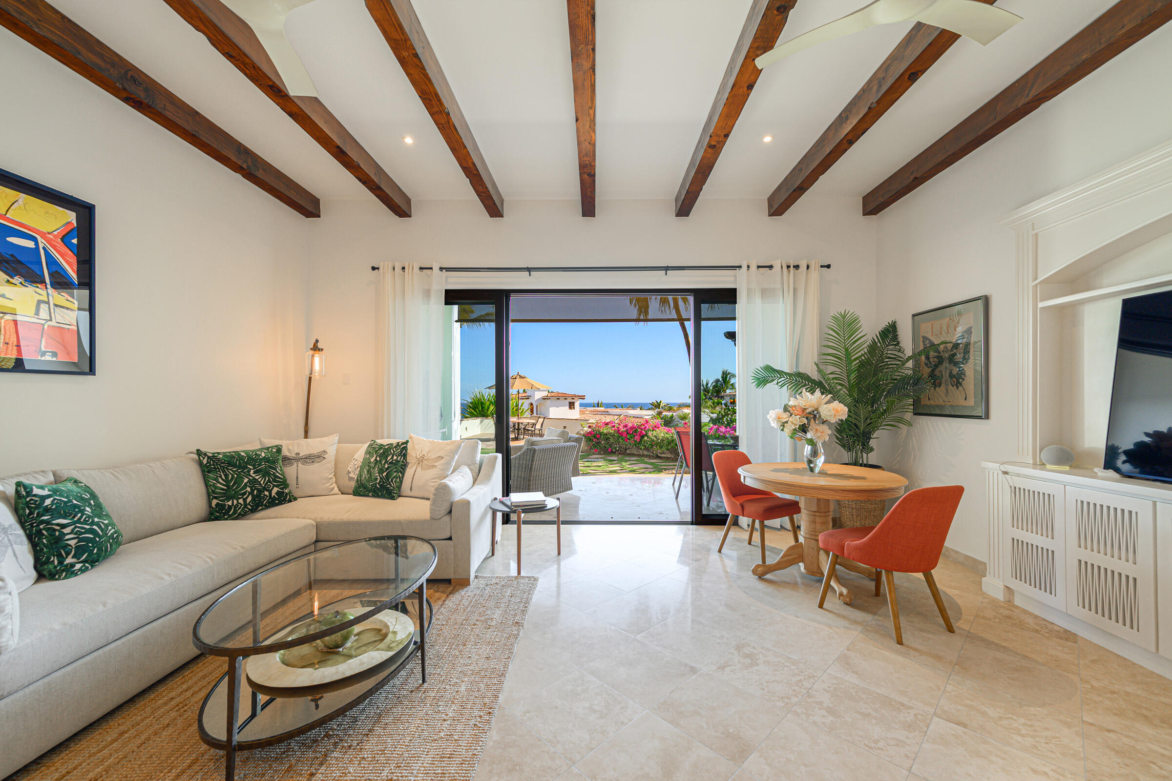 Los Cabos Costa Mare Income-producing condo in Costa Mare, a boutique 28-unit development just minutes from the Marina, beaches, golf courses, and top dining in Cabo San Lucas. More than real estate, this is a turnkey Airbnb business. Delivered fully furnished, professionally decorated, and already operating, including flat-screen TVs, towels, linens, pans, dishes, and everything needed to generate income from day one. The unit offers 2 bedrooms, 2 bathrooms, and 102 m² total (90 m² interior + 12 m² terrace), located on the second level, featuring a modern kitchen with quartz countertops and a private balcony with city for sale