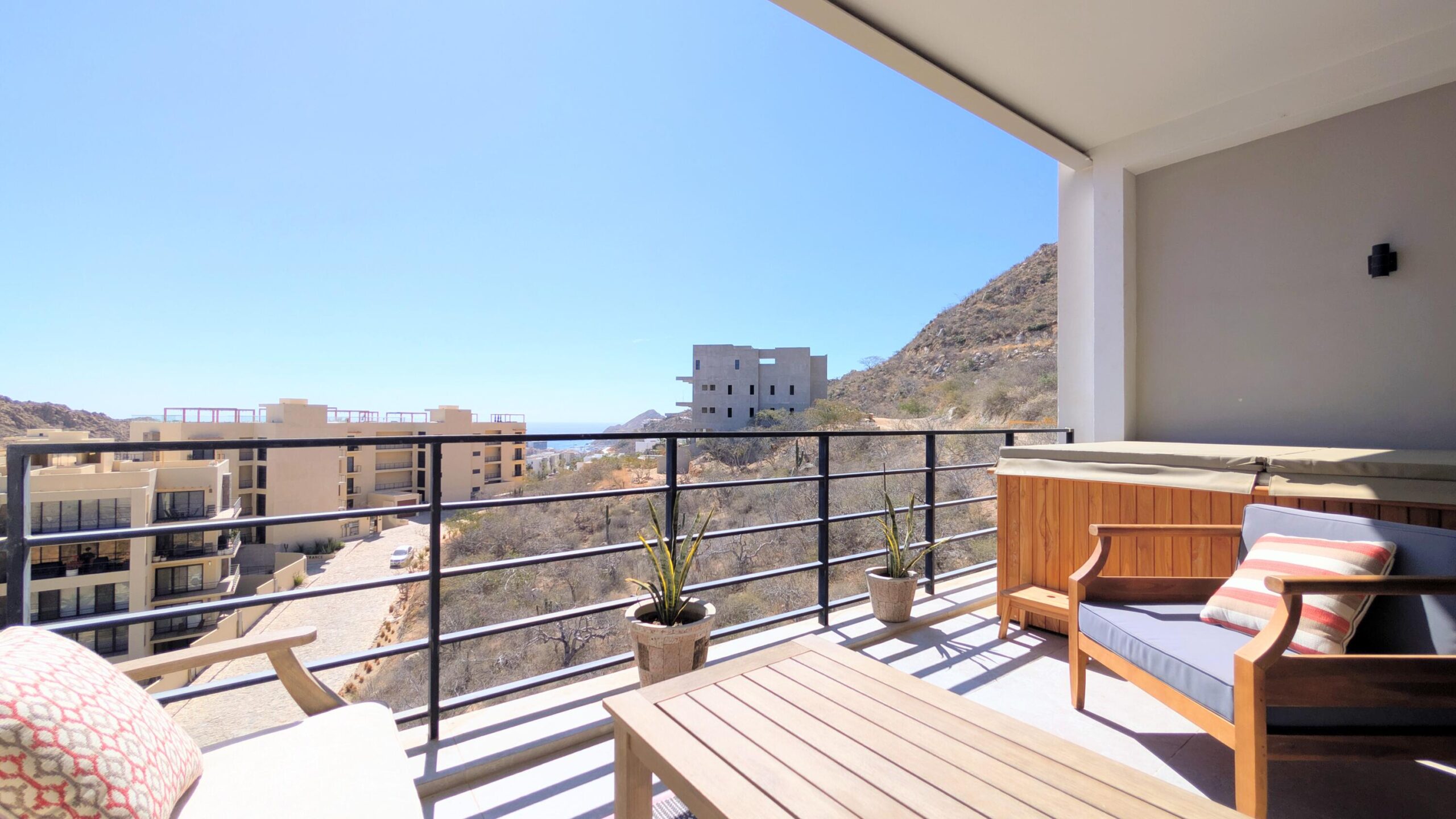 Los Cabos Vistas Del Tezal Modern 2-bedroom, 2-bathroom condo located in the gated community of Vistas del Tezal, one of the most sought-after areas in Cabo San Lucas. This turnkey unit offers comfortable living spaces, quality finishes, quartz countertops and a private terrace with incredible for sale