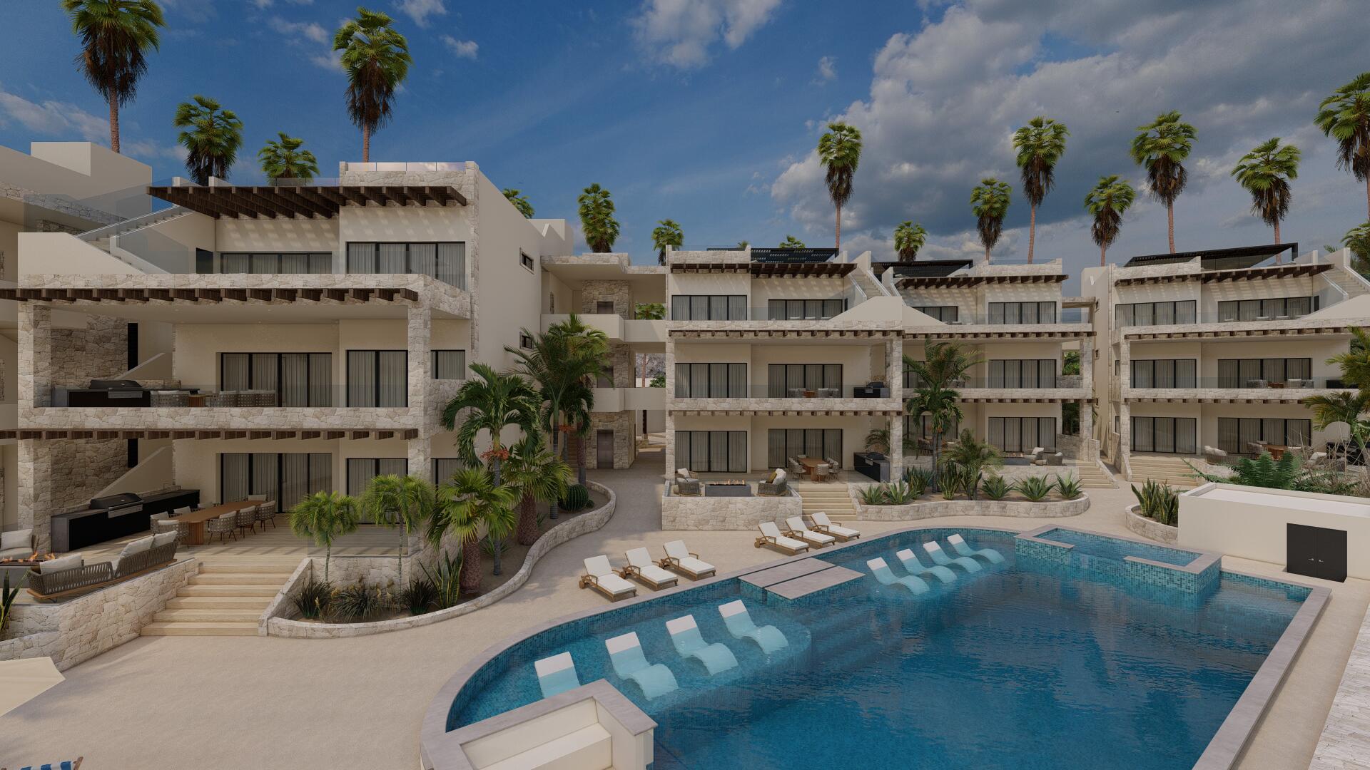 Los Cabos Cora Located on Paseo del Monte, within the exclusive Club Campestre San José, a well-known development just minutes from the Los Cabos International Airport. It is also conveniently close to key amenities such as the Chedraui Selecto shopping center, schools, a golf course, and much more. All of this in a peaceful, secure, and family-friendly environment, with everything you need a short distance. The Fairway section is truly unique, as it features an interior garden on the lower levels, allowing guests of the second bedroom to enjoy a private outdoor space with complete privacy. for sale