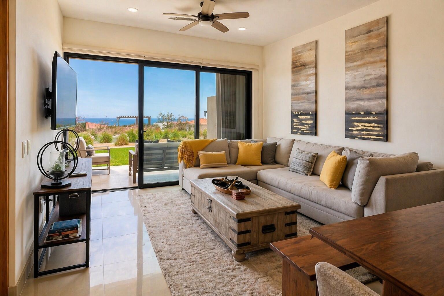 Los Cabos Vista Vela Sunset Penthouse fully furnished and turnkey, located in VistaVela Sunset. This PH features spacious interiors, an open-concept living and dining area, and a fully equipped kitchen with appliances included. The unit comes completely furnished, ready to move in or start generating rental income immediately.The highlight of the property is its oversized private rooftop terrace, offering ample space to design and create any concept you envision -- from a lounge area, outdoor kitchen, jacuzzi, or entertainment space. Ideal for those looking to customize their outdoor living experience and maximize the Cabo lifestyle.Amenities:6 swimming poolsFully equipped fitness centerClubhousePadel and pickleball courtsLandscaped gardens and green areasPutting green24/7 gated security for sale